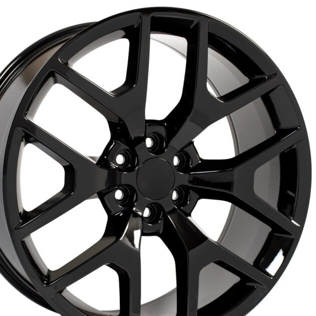 24" Replica Wheel CV92 Fits GMC Sierra Rim 24x10 Black Wheel