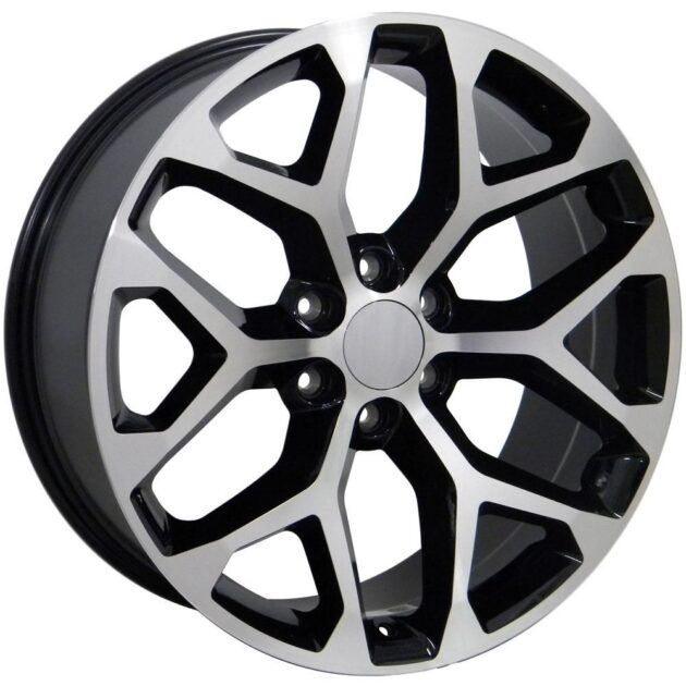 20" Replica Wheel CV98B Fits Chevy Silverado Rim 20x9 Black Mach'd Rim