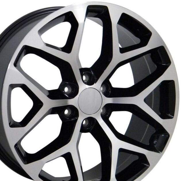 20" Replica Wheel CV98B Fits Chevy Silverado Rim 20x9 Black Mach'd Rim