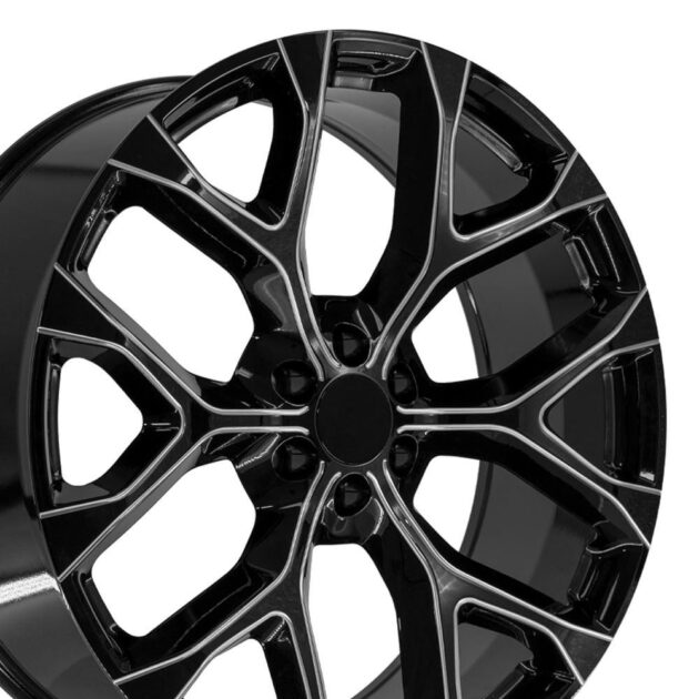 26" Replica Wheel CV98B Fits Chevy Silverado 26x10 Black Milled Wheel