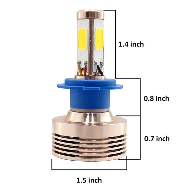H7 4-Sided Plug-N-Play LED Headlight Kit - 2,500 LUX  (6,000 Lumens) w/ OEM Kelvin Color