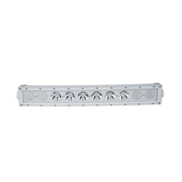 New - 22inch Single Row Marine Grade Wrap Around White Shell Light Bar with 100-Watt 10  x 10W High Intensity OSRAM LEDs