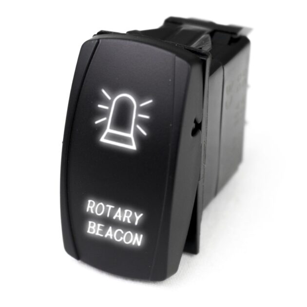 Marine Sport LED Rocker Switch w/ White LED Radiance - Rotary Beacon