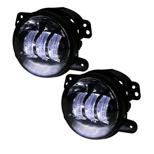 4in 30W/1440LM LED  Fog Light Kit w/ White LED Halo - Fits 2007-2017 Jeeps