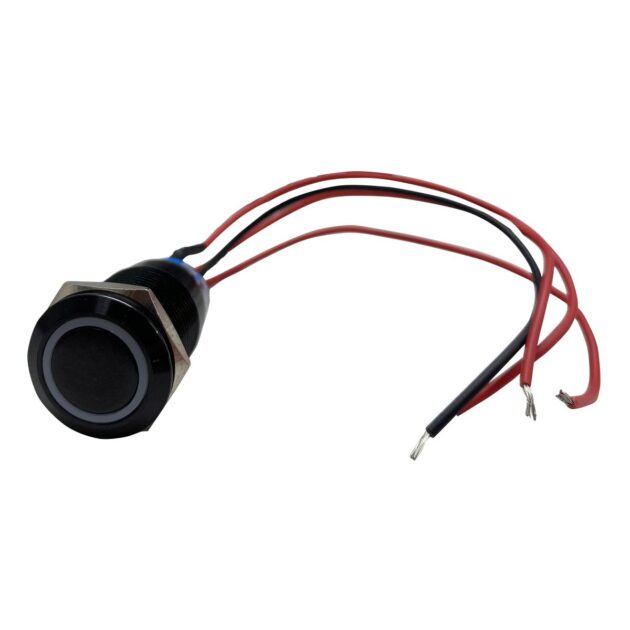 19mm 2-Position 12V On/Off Pre-Wired Switch with RED LED and Black Flush Mount Finish Race Sport Lighting