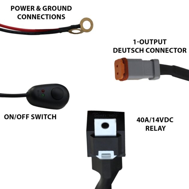 Universal LED Light Bar Wire Harness w/ Switch w/ heavier gauge for 40-50in Light Bars - 1 output