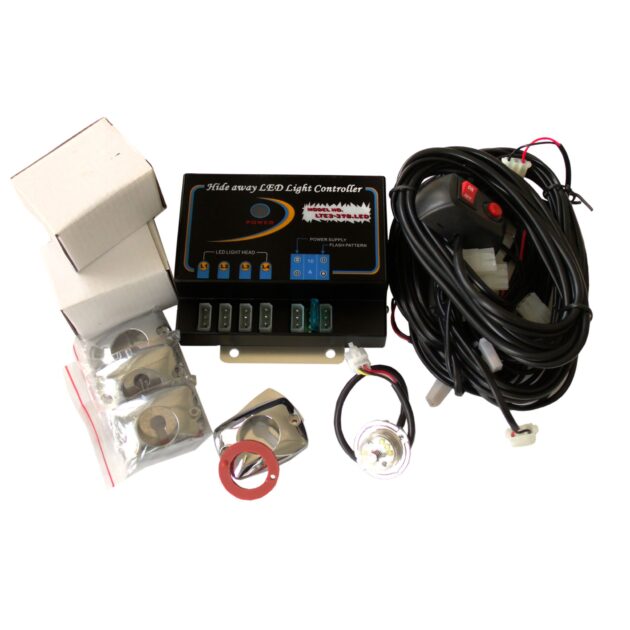 4-LED Hi-Power Strobe Lighting Kit With Brain Unit and Multiple Mounting Options (Amber)