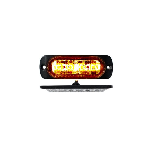 4-LED Ultra Slim Flush Mount 19-Flash Pattern Marker Strobe Light (Amber)