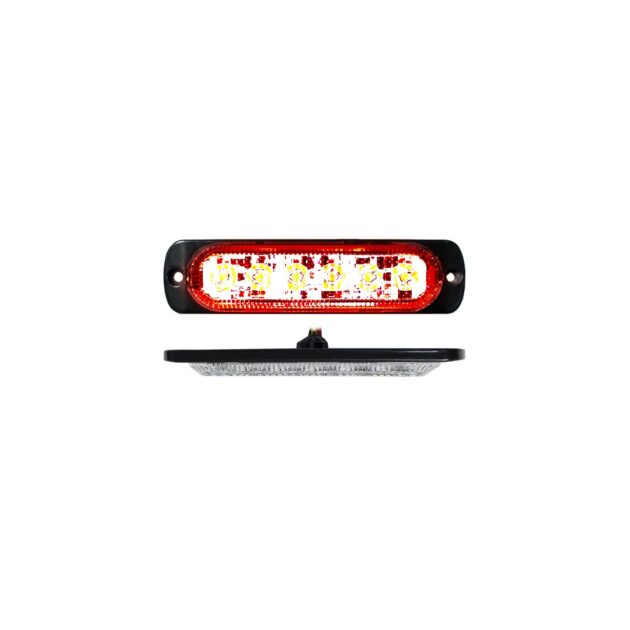 6-LED Ultra Slim Flush Mount 19-Flash Pattern Marker Strobe Light (Red)