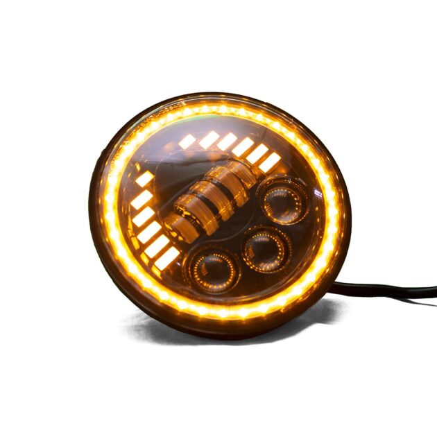 RS8061WA-S - (1) 7in 60W LED Sealed Beam Conversion w/ White DRL, Amber Sequential Signal