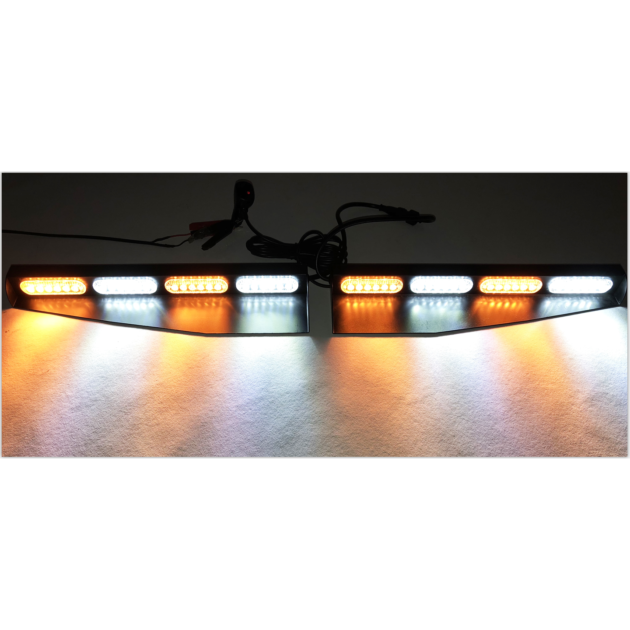 NEW - White / Amber Strobing Hi power LED Beacon Visor with 15+ patterns and optional Cigarette plug in