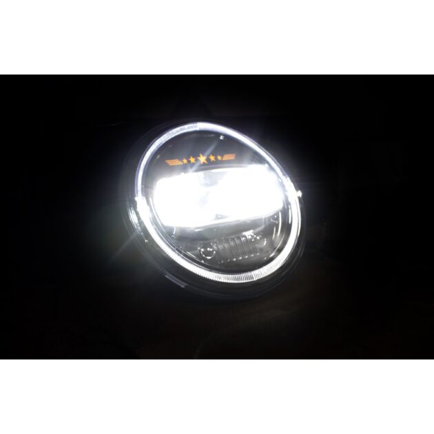 JEEP JK LED 7in Headlight Sealed beam Kit with LED HALO and Jeep Grille imprint (Will fit JL with bracket #RSJL01 only)