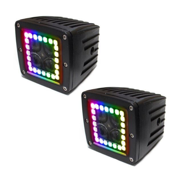 Race Sport 3x3 ColorADAPT 3x3 HALO Cube Light Kit with RGB Multi-Color Functions - Kit comes with (2) cubes, Switch, Wire Harness, and remote
