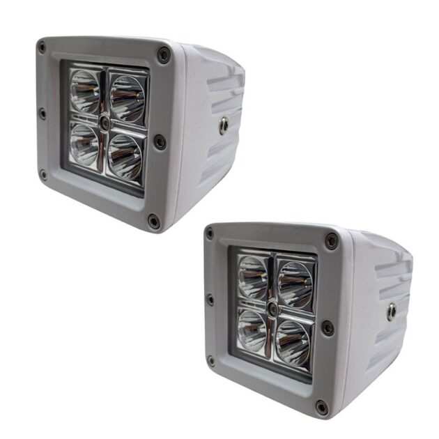 WHITE- Street Series 3x3 4-LED Cube Spot Lights Boxed in Pair (Pair) 32-Watts Total & 2800 LUX