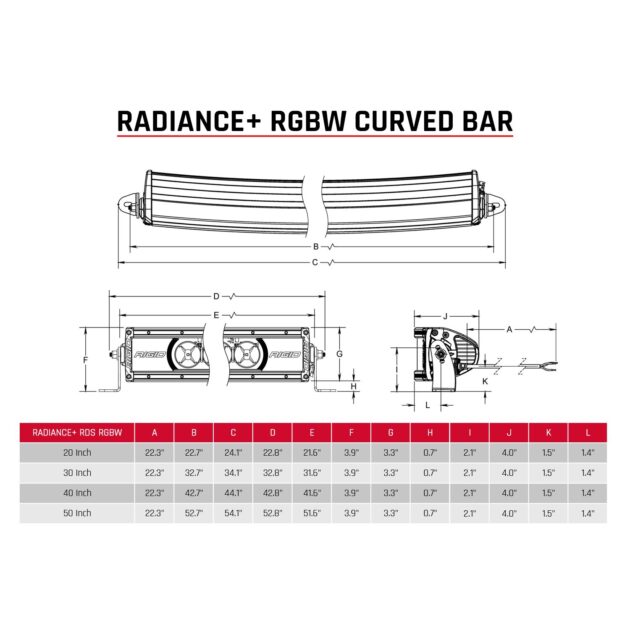 Radiance+ Curved 50 Inch RGBW Light Bar