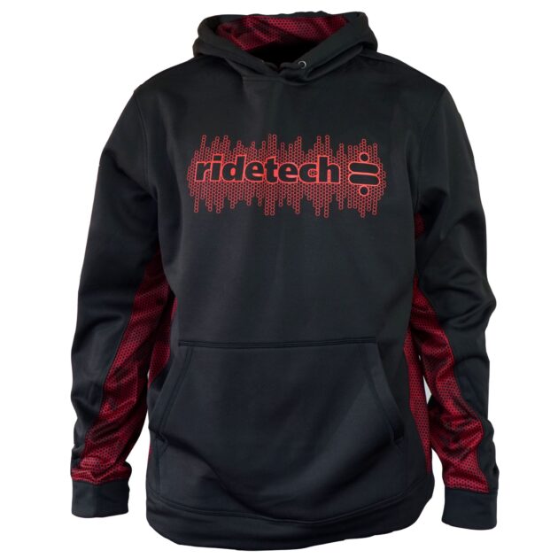 (3X) Tech Hoodie - Ridetech - Black and Red , XXX-LARGE.