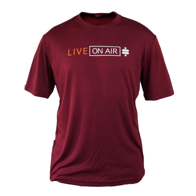(S) T-shirt - Live On Air Sport Tech T-Shirt - Red, Small.
