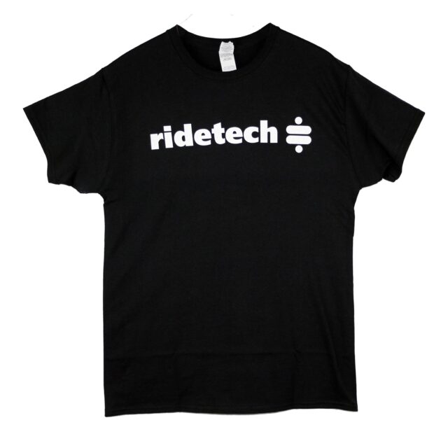 (M) T-shirt - Black with White Ridetech Icon, Medium.